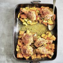 Huhn mit Kürbis vom Blech