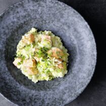 Lauchrisotto mit Limette, Lachs und Chili Lauchrisotto mit Limette, Lachs und Chili