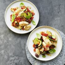 Calamari auf Zucchini-Tomaten-Gem&uuml;se