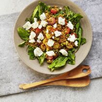 Linsensalat mit Löwenzahn und Ziegenkäse Linsensalat mit Löwenzahn und Ziegenkäse