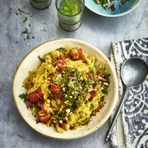 Safran-Couscous mit
Kichererbsengemüse Safran-Couscous mit
Kichererbsengemüse