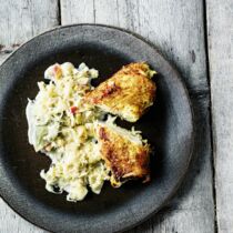 Zander in Kartoffelkruste mit Rahmkraut