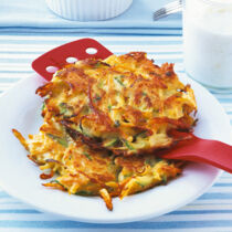 Gemüsepuffer mit frischem Birnenmus Gemüsepuffer mit frischem Birnenmus