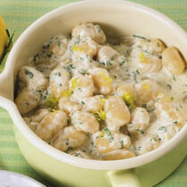 Zitronengnocchi mit Bärlauch-Käse-Sauce