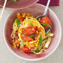 Spaghetti mit roten Linsen