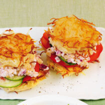 Rösti-Burger mit Apfel-Feta-Tatar Rösti-Burger mit Apfel-Feta-Tatar