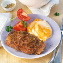 Steaks mit Kartoffel-Kürbis-Püree Steaks mit Kartoffel-Kürbis-Püree