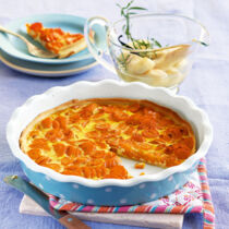 Möhrentarte mit pikanter Birnensauce