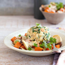 Semmelknödel auf Rahm-Kürbis