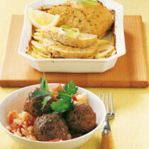 Putenhackbraten auf Gratin Putenhackbraten auf Gratin