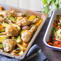 Gemüse-Hähnchen vom Blech