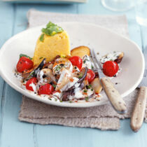 Zitronen-Polenta mit Rahmpilzen Zitronen-Polenta mit Rahmpilzen