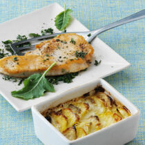 Putenschnitzel mit Kohlrabi-Kartoffel-Gratin Putenschnitzel mit Kohlrabi-Kartoffel-Gratin