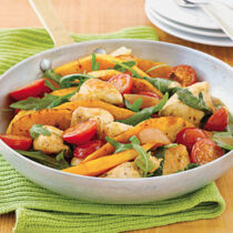 Rucola-Kürbis-Pfanne mit Hähnchen