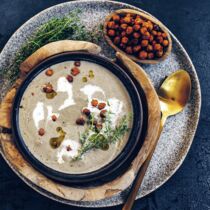 Pilzsuppe mit Kichererbsentopping