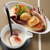 Blutorangensauce zu gebratenen Jakobsmuscheln Blutorangensauce zu gebratenen Jakobsmuscheln