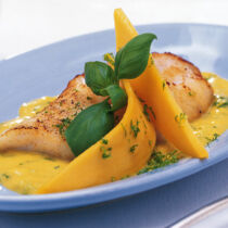 Rotbarsch mit scharfer Mangosauce Rotbarsch mit scharfer Mangosauce