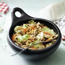 Bratreis mit Gewürz-Cashews