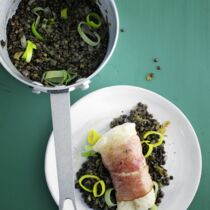 Linsen mit Kabeljaufilets