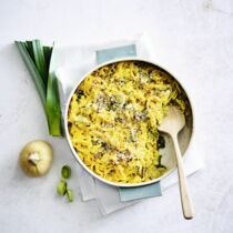 Käse-Kürbis-Spätzle 
mit Lauch