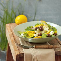 Hirsesalat mit Schafskäse und Spinat