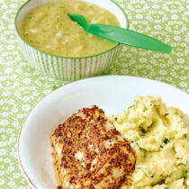 Zucchini-Fisch-Brei fürs Baby, Fischfilet mit Zucchini für die Mutter Zucchini-Fisch-Brei fürs Baby, Fischfilet mit Zucchini für die Mutter