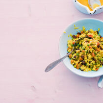 Erbsen-Pulao mit Orangenbutter Erbsen-Pulao mit Orangenbutter