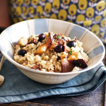 Pilzrisotto mit Heidelbeeren