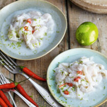 Pangasius-Ceviche mit Chili und Kokosmilch Pangasius-Ceviche mit Chili und Kokosmilch