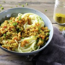 Spaghetti mit Currylinsen