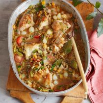 Geschmortes Kaninchen mit Linsen und Honig-Perlzwiebeln Geschmortes Kaninchen mit Linsen und Honig-Perlzwiebeln