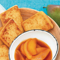 Grießschnitten mit Birnen-Apfel-Kompott