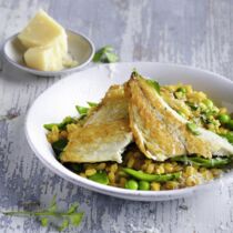 Doradenfilet mit Möhren-Weizen-Risotto