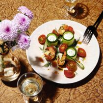 Garnelen in  Gurken-Frischkäse-Röllchen