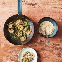 Koriandergarnelen mit Harissadip Koriandergarnelen mit Harissadip