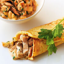 Pfannkuchen mit Pilz-Schnitzel-Füllung Pfannkuchen mit Pilz-Schnitzel-Füllung