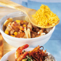 Curryreis mit Pute und Früchten