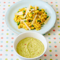 Vegetarischer Brei fürs Baby, Vegetarisches Risotto für die Mutter Vegetarischer Brei fürs Baby, Vegetarisches Risotto für die Mutter