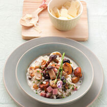 Pilz-Risotto mit gekochtem Schinken und Parmesan Pilz-Risotto mit gekochtem Schinken und Parmesan