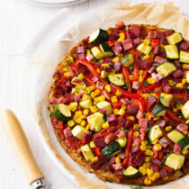 Bunte Kartoffelpizza