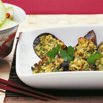 Gefüllte gratinierte Muscheln