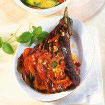 Auberginenfächer aus dem Ofen Auberginenfächer aus dem Ofen