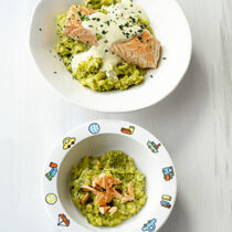 Brokkoli-Kartoffel-Püree mit Fisch Brokkoli-Kartoffel-Püree mit Fisch