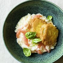 Risotto mit Tomaten, Basilikum und Grüne-Tomaten-Piccata