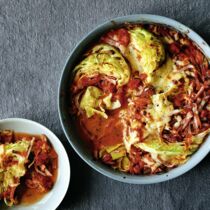 Spitzkohlgratin mit Soft-Aprikosen Spitzkohlgratin mit Soft-Aprikosen