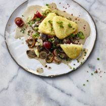 Lauch-Pilz-Pfanne mit Rösti Lauch-Pilz-Pfanne mit Rösti