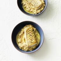 Zander auf Blumenkohl-Steinpilz-Risotto