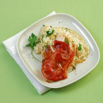 Fisch-Saltimbocca mit Petersilien-Risotto Fisch-Saltimbocca mit Petersilien-Risotto