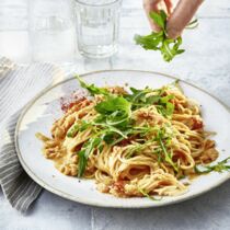 Spaghetti mit 
rauchiger Bohnencreme