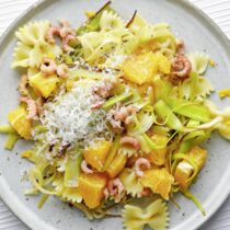 Pasta mit Lauch,
Orangen und Krabben Pasta mit Lauch,
Orangen und Krabben